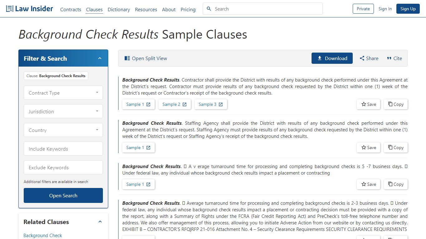 Background Check Results Sample Clauses | Law Insider